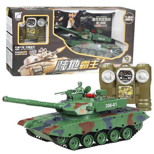 1:24 2.4G Remote Control Battle Tank Fortress 350° free Rotation Gun Tube up and Down 20° Free Adjustment Military Tank Model