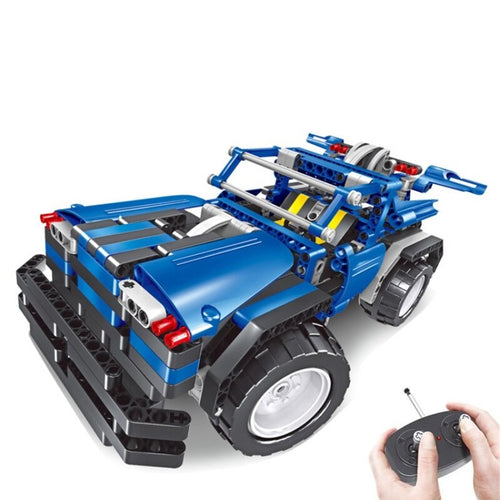 Off-Road Police Mechanical Master 445PC Assembly Block RC Car 2-in-1 Truck & Roadster Kit RC Remote Control Car Racing Toy Car