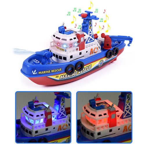 Children Electric High Speed Music Light Boat Marine Rescue Model Fireboat Toys For Boys Water Spray Fire Boat Educational Toy