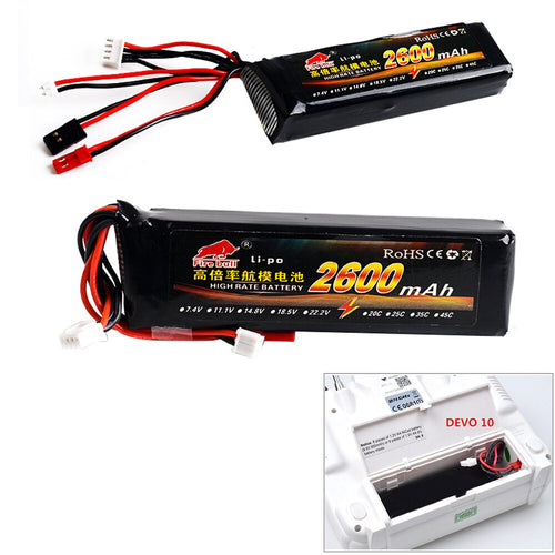 1 pcs 11.1V 2600mAh 8C 3S Li-Poly RC Battery for Walkera DEVO 7 DEVO 10 DEVO12E F12E WFLY9 RadioLink AT9 AT10 Transmitter