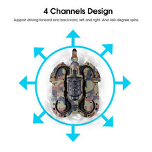 High-intensity LED Blinking 2.4 GHZ Remote Control Amphibious Tank Toys 4 WD Off-road Crawler Shockproof RC Car Gift for Kids