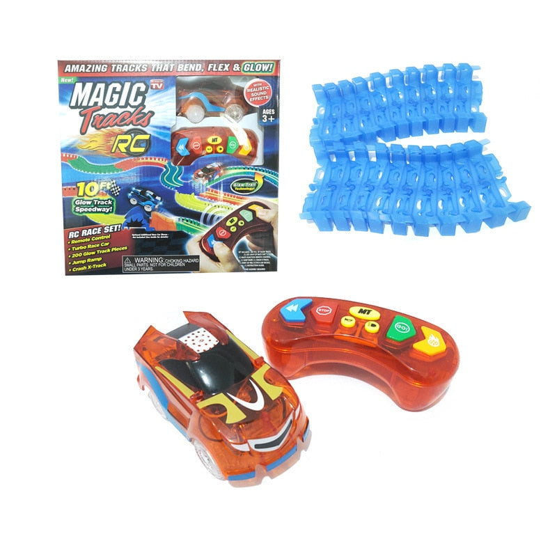 New Generation 2.4Ghz Mini RC Toys Car with Magical Track Soft Block Trail Race Game Flash LED Light 1:64 Remote Control Vehicle