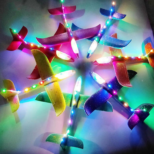 48cm Whole Glowing Foam Glider RC Airplane Hand Throw Airplane Outdoor Launch Glider Flexible Avion Kid Gift Free Fly Aeromodelo