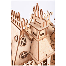 Interconnecting Blocks Woodcraft Construction Kit Wooden Villa DIY 3D Wooden Villa Puzzle Game Assembly Toy Gift