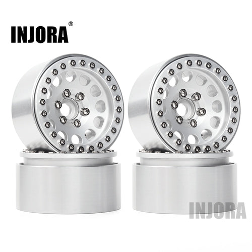 INJORA 4Pcs Aluminum Alloy 1.9 Beadlock Wheels Rims for 1/10 RC Crawler Axial SCX10 SCX10 II 90046 Traxxas TRX4 D90