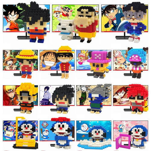 MUMUELI Mini Assembly DIY Japan Anime Figure Cute 3D Building Model Kit Blocks for Children Kids Resin Toys Collection DTSET-4