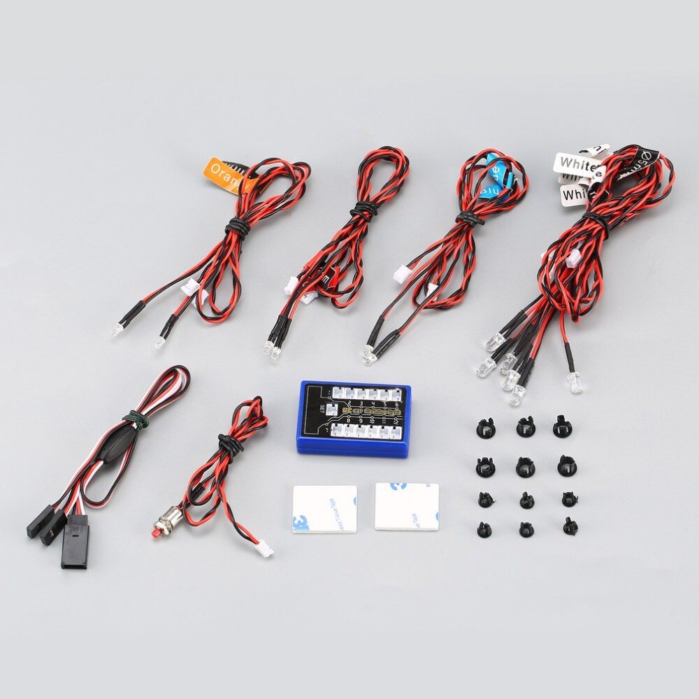 2019 NEW 12 Ultra LED Flashing Bright Light Strobe Lamps Kit System for 1/10 1/8 RC Drift HSP TAMIYA CC01 4WD Axial SCX10 RC Car
