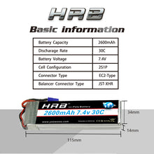 HRB Lipo 2s battery Hubsan H501S Battery 7.4V 2600mah 30C EC2 RC Drone Akku Li-Polymer For RC Quadcopter Helicopter Airplane