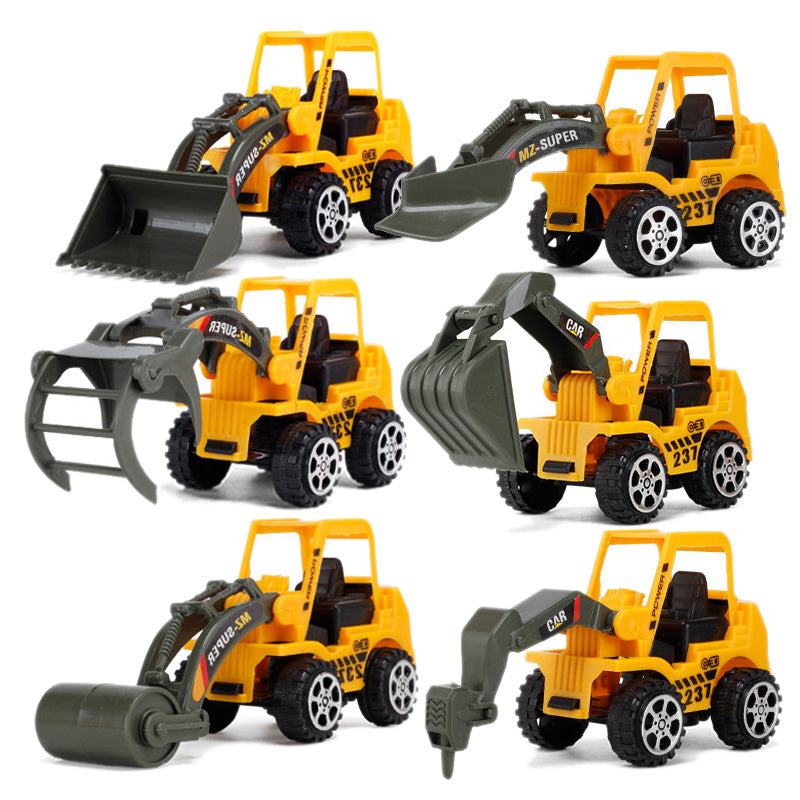 6 Styles Mini Diecast Plastic Construction Vehicle Engineering Cars Excavator Model Toys For Children Boys Gift