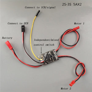 1PCS Dual Way Bidirectional Brushed ESC 2S-3S Lipo 5A Speed Control for RC Model Boat/Tank 130 180 Motor Spare Parts