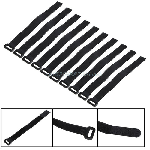 10X 30*2cm Strong For RC Battery Tie Down Strap Reusable Antiskid Cable Straps Black