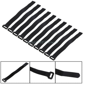10X 30*2cm Strong For RC Battery Tie Down Strap Reusable Antiskid Cable Straps Black