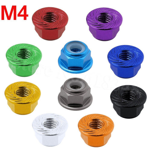8PCS Aluminum Flange M4 Lock Nuts Nylon Self-Tightening Hex Wheel Adapter RC Car Parts Hardware