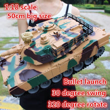 2.4G Update 1:18 Remote Control Rc Battle Tank 50cm Big Size 100m Remote Control Distance Rc Tank Launch Bullets high simulation