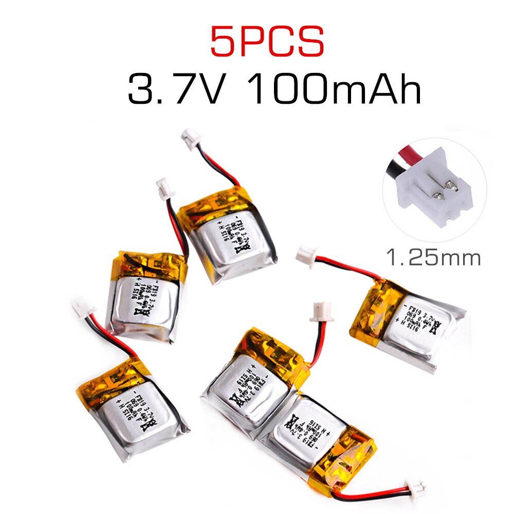 5 pcs 3.7V 100mAh Li-po Battery for Cheerson CX-10 CX-10A FQ777-124 Hubsan Q4 Wltoys V272 Mini RC Quadcopter Drone Battery