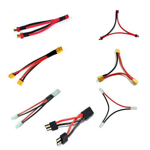 Amass T XT60 Tamiya TRX XT90 EC3 EC5 plug Parallel Series One female to 2 male leads 12awg silicone wire Deans For Lipo Battery