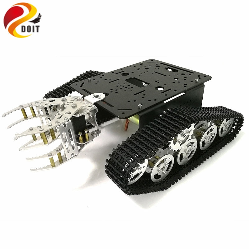 DOIT Tank Chassis with Mechanical Claw, Tracked Chassis with Gripper, Tracked Vehicles, Tank Robot,RC Tank for DIY Robot Project