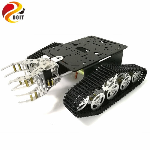 DOIT Tank Chassis with Mechanical Claw, Tracked Chassis with Gripper, Tracked Vehicles, Tank Robot,RC Tank for DIY Robot Project