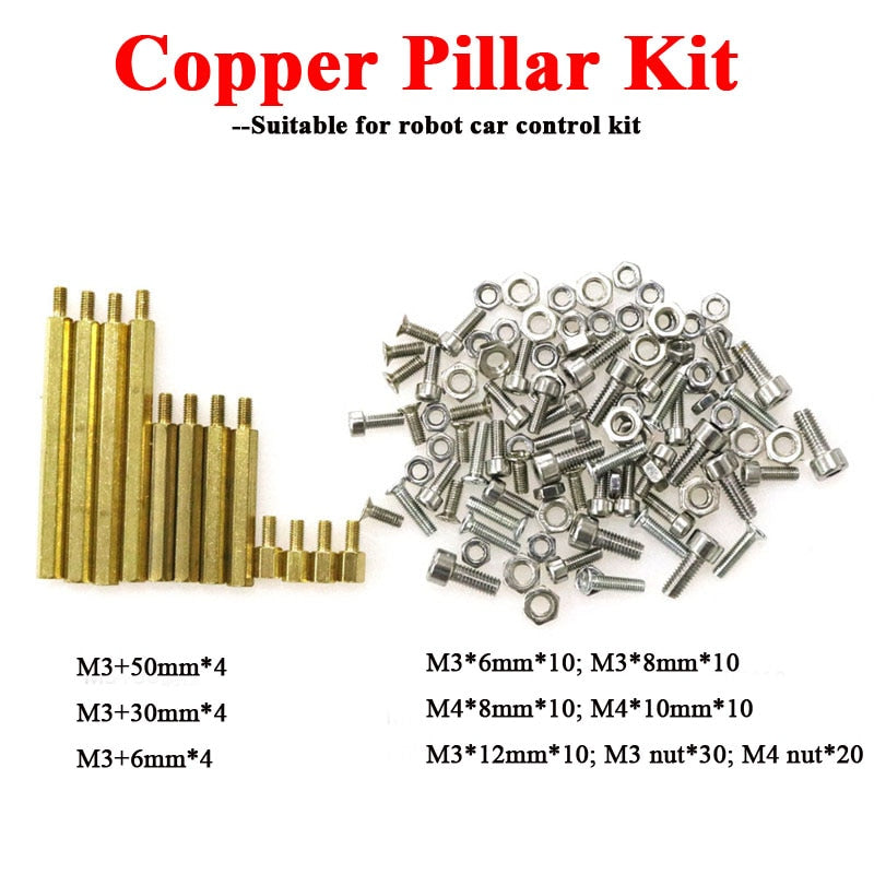 DOIT Hot Sale Nuts Screws M3*12 M4*8 M3*8 Copper Pillars hollow Smart Robot Tank Car Chassis Accessory DIY RC Tank Part