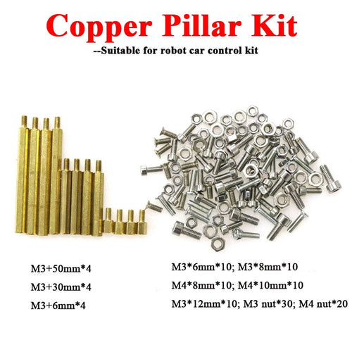 DOIT Hot Sale Nuts Screws M3*12 M4*8 M3*8 Copper Pillars hollow Smart Robot Tank Car Chassis Accessory DIY RC Tank Part