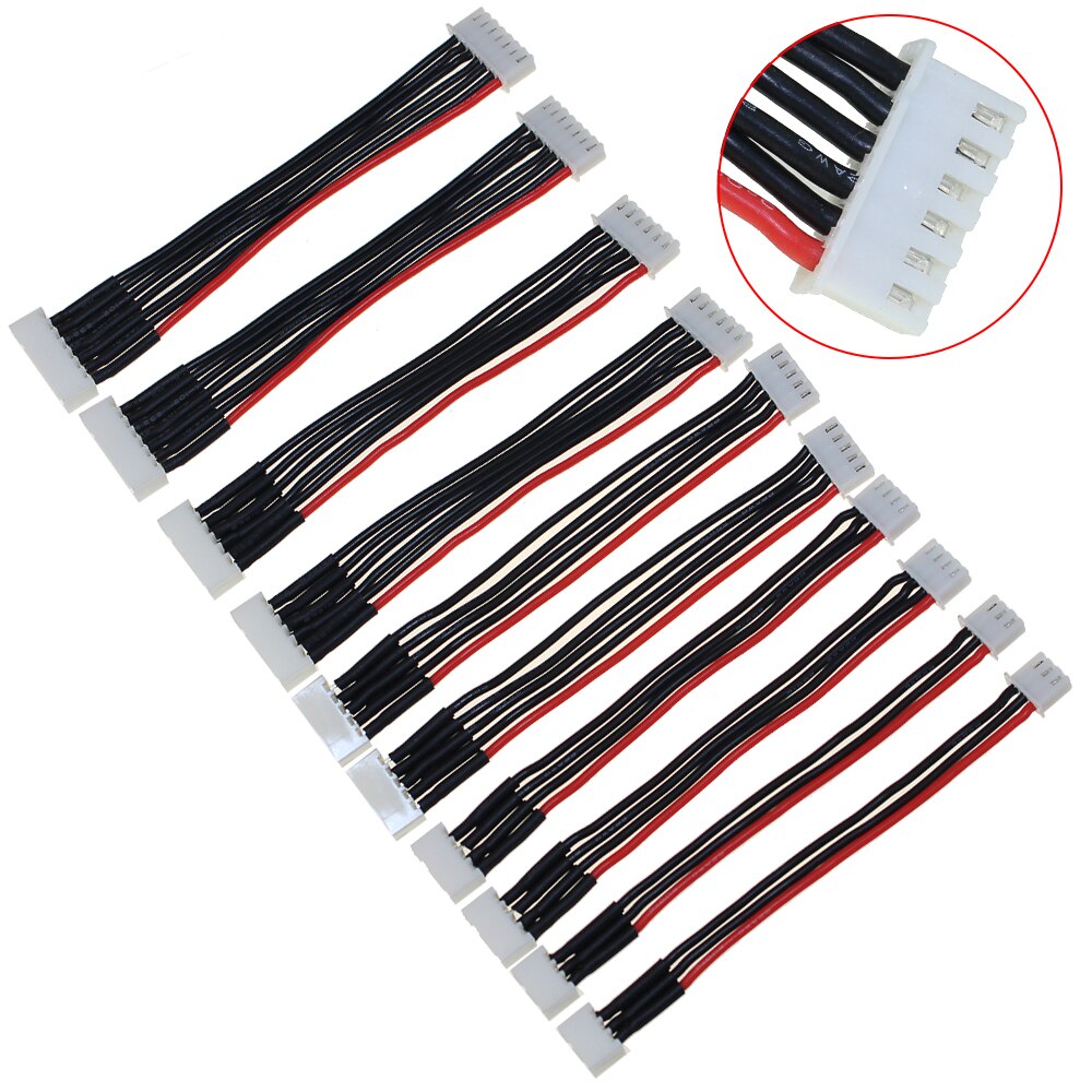 10PCS Lipo Battery Balance Charger Cable 11CM 2S 3S 4S 5S 6S 22AWG Cable Soft Silicon Wire Plug For IMAX B3 B6