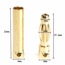20pair/lot 2.0mm 3.0mm 3.5mm 4.0mm Gold Bullet Banana Connectors Plug For ESC Battery Motor