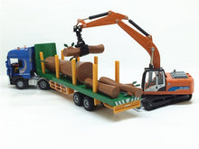 Jing bang Semi-Trailer Flatbed Trailer Wood Transportation Truck with Grasping Wood Alloy Freight Truck Model 1:50 Toy