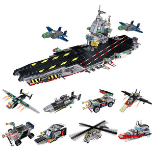 Navy Submarine Compatible Legoed Military Ship Plane Aircrafted Carrier Warship Battle Cruiser Frigate Model Building Blocks Toy