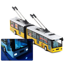 High Simulation City Trolleybus Double Bus,1:48 Alloy Pull Back Double Bus Model,Toy Cars