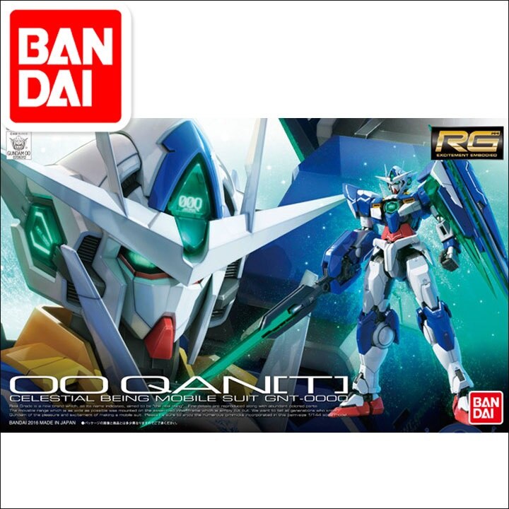 Original Gundam RG 1/144 Model GUNDAM GNT-0000 00 QAN[T] 00Q Mobile Suit Kids Toys With Holder