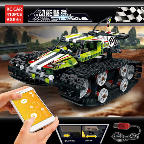 Compatible LegoINGLs Technic RC Car Tracked Race Stunt Car Building Blocks Sets APP Raido Remote Control Truck Toys For Children