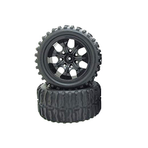12mm Hub Wheel Rim and Tires 1:10 Off-Road RC Car Buggy Tyre with Foam Inserts Black Pack of 4