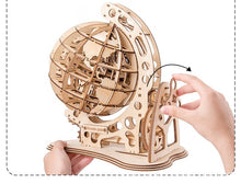 DIY Gear Drive Wooden Globe Assembly Puzzle Mechanical tellurian Model Kit Children Adult Gift Educational Toy Building Blocks