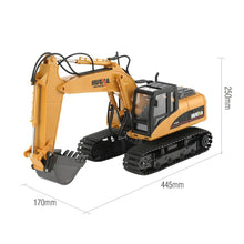 HUINA 1550 RC Crawler Car 15CH 2.4G 1:14 RC Metal Excavator Remote Control Alloy Rooter Charging Truck RTR Independent Arms