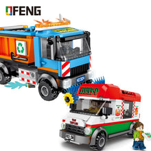 City compatible Ambulance Bricks Pizza car Sanitation Vehicle Truck assembled Building Blocks kits kids toy Children gift