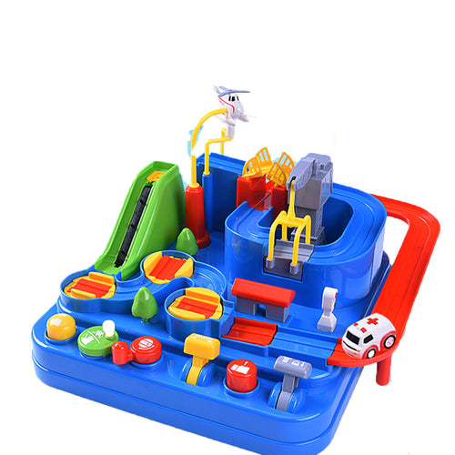 Douyin Celebrity Style Car Adventure Multi-functional Checkpoints Cartoon Rail Car Educational Manual Manipulator Inertia Toy