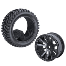 4-Pack 2.99 inch / 76mm Rubber 1:10 RC Rally Car Tires & Wheel Rims Set foam inserted M4 Locknut 12mm Hex Hub