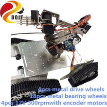 SZDOIT Full Metal 7DOF Vehicle Robot 7-Axis Robotic Arm with Gripper+ 4WD Tracked Tank Chassis Kit Servos Motors DIY for Arduino