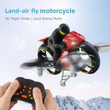 2.4G 2 In 1 Land Air Fly Motorcycle Headless Mode Remote Control Four-axis Drone Racing Stunt Motorcycle Toys For Children Gift