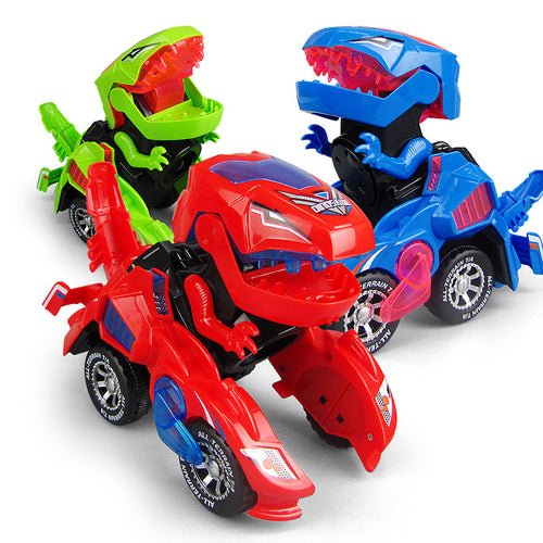 Fashion Transforming Dinosaur Toy LED Car With Light Sound for Kids Christmas Toy Gift Dinosaur Transformer Toy Car