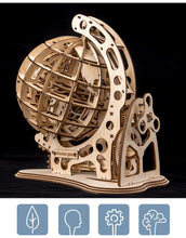 DIY Gear Drive Wooden Globe Assembly Puzzle Mechanical tellurian Model Kit Children Adult Gift Educational Toy Building Blocks