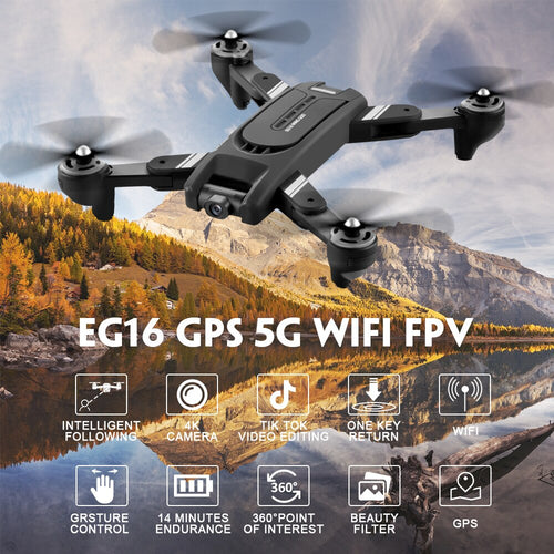 Eachine EG16 WINGGOD GPS 5G RC Drone WiFi FPV with 4K HD Camera Foldable Optical Flow Positioning Dual Lens Quadcopter RTF