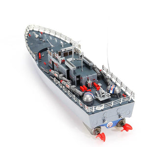 1/115 2.4G EHT-2877 Missile Destroyer RC Boat 4km/h Vehicle Models Outdoor Toys Boy Gifts w/ Two Motors Light Controller