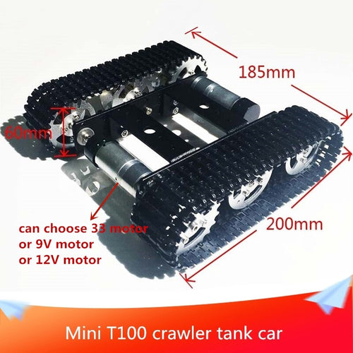 Mini T100 Aluminum Crawler Tank Car Chassis Intelligent Robot Car Maximum Load 5kg + PS2 Control Kit Optional DIY RC Toy Car