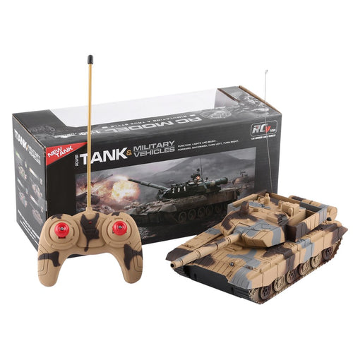1:20 4CH Power Tank On The Radio Remote Control Military Vehicle Armored Battle Tanks Turret Rotation Light & Music RC Model