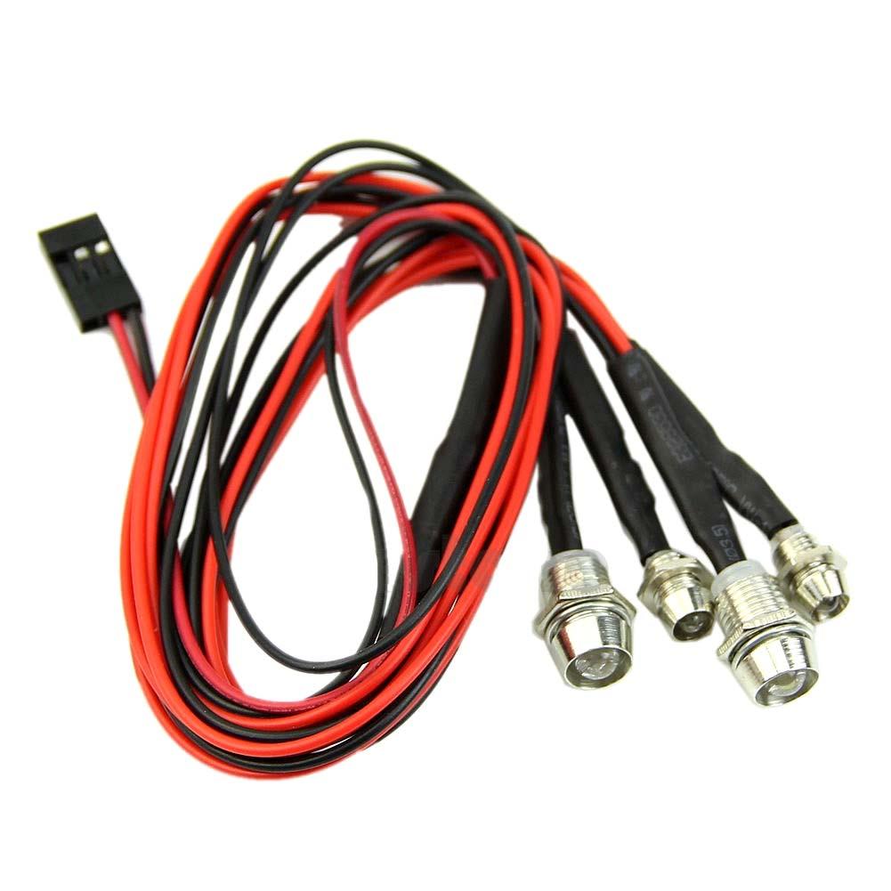 RC On-Road 4 LED Car Auto Night Light 5mm White & 3mm Red Headlamps Light Led Motorcycle Headlight Car Headlights