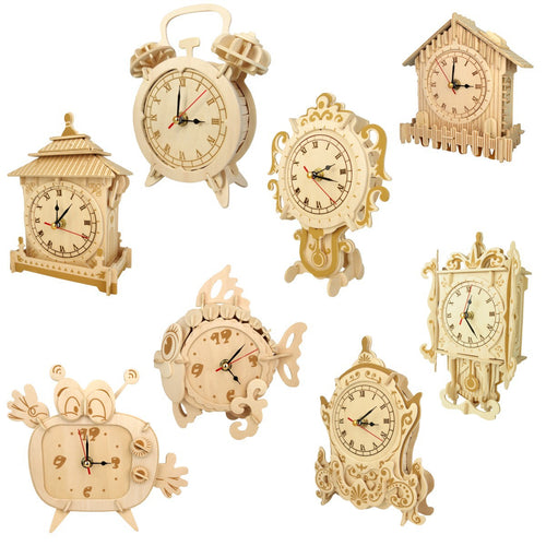 3D Smooth Wooden Clock Blocks for Children Kids Educational Toys DIY Assembly Model Clock Kit Toys Gift for Children Adult Teens