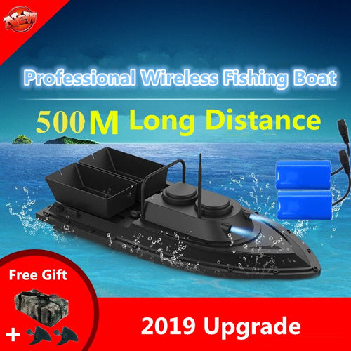 Large Double Hopper Smart Wireless Control RC Bait Boat 2.4G 55CM 500M Long Distance Dual Light High Speed RC Lure Fishing Boat