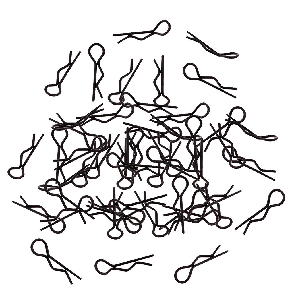 50 Pieces RC Car Black Metal Bodyshell Clips Pins R Shape for Traxxas TRX4 1/10 RC Buggy RC Rock Crawler Vehicle Models