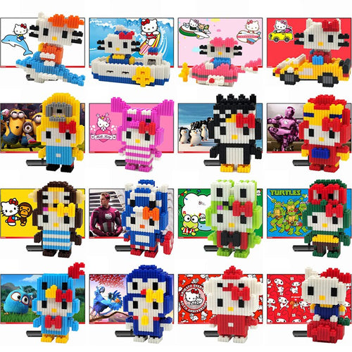 MUMUELI Mini Cute Cat Assembly DIY Anime Figure 3D Building Model Kit Blocks Crafts for Girl Children Kids Resin Toys DTSET-1